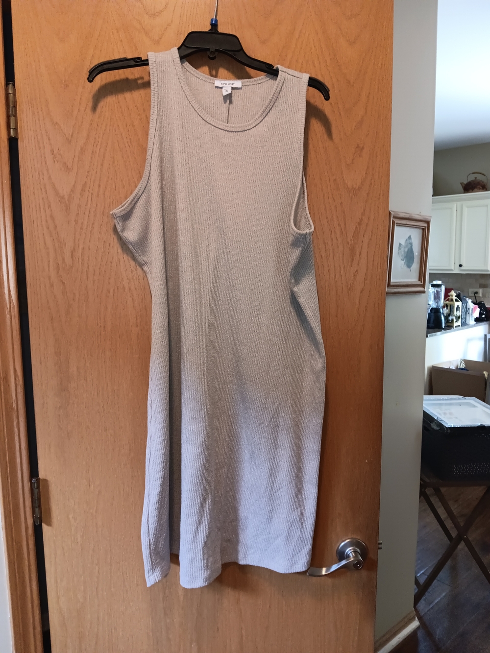 Womens Size XXL Nine West Beige Sleeveless Midi Knit Dress